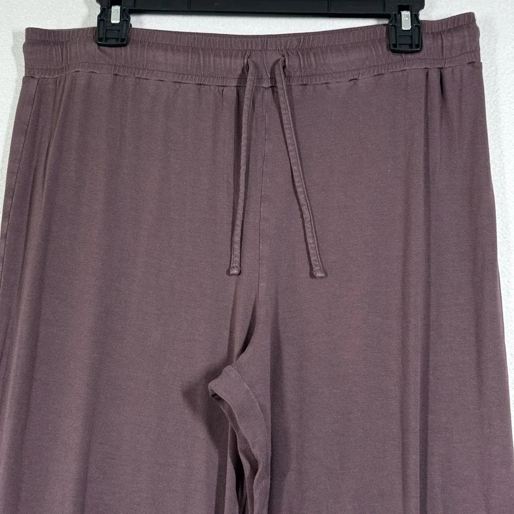 Nuuds Pants Womens Large Pajama Lounge Wide Leg Coffee Brown Lightweight Stretch